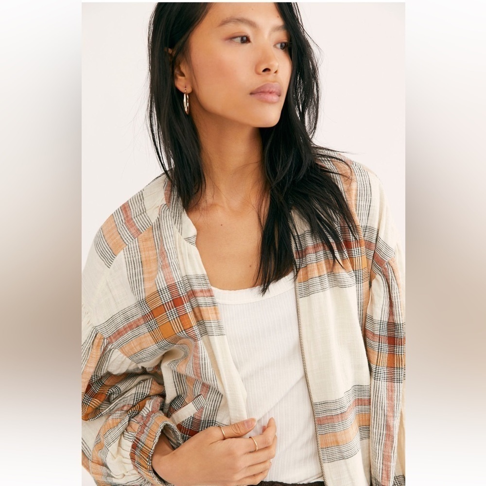Free People Mattie Plaid Bomber Jacket NWT